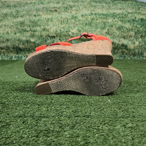 TOMS | NEON CROCHETED CROSS STRAP CORK WEDGE SANDALS - Picture 14 of 16